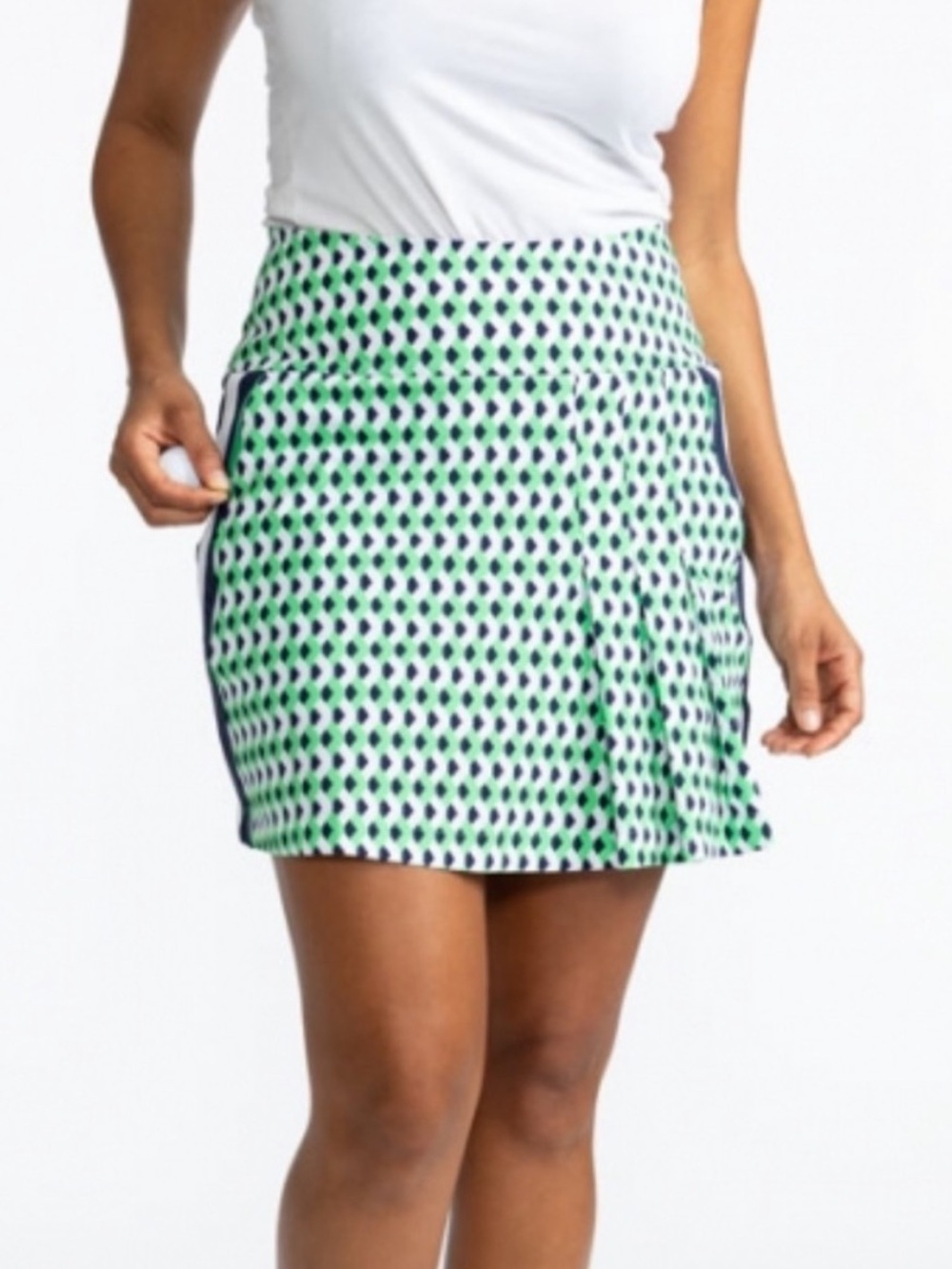 NWT Kinona Party Pleat Golf Skort In Chevron Kelly Green Print XL